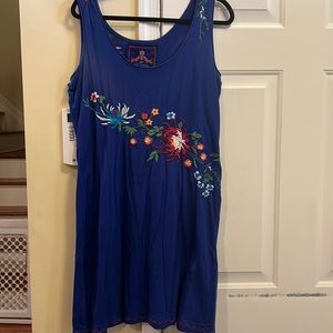 Beautifully embroidered JW blue sleeveless dress